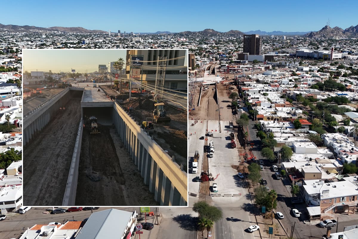 Paso a desnivel Colosio–Solidaridad en Hermosillo, cada vez más cerca de concluirse; reporta 90% de avance
