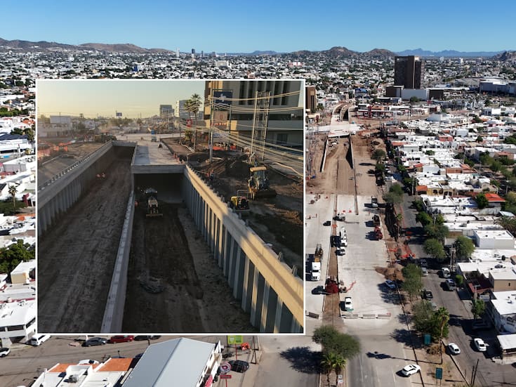 Paso a desnivel Colosio–Solidaridad en Hermosillo, cada vez más cerca de concluirse; reporta 90% de avance
