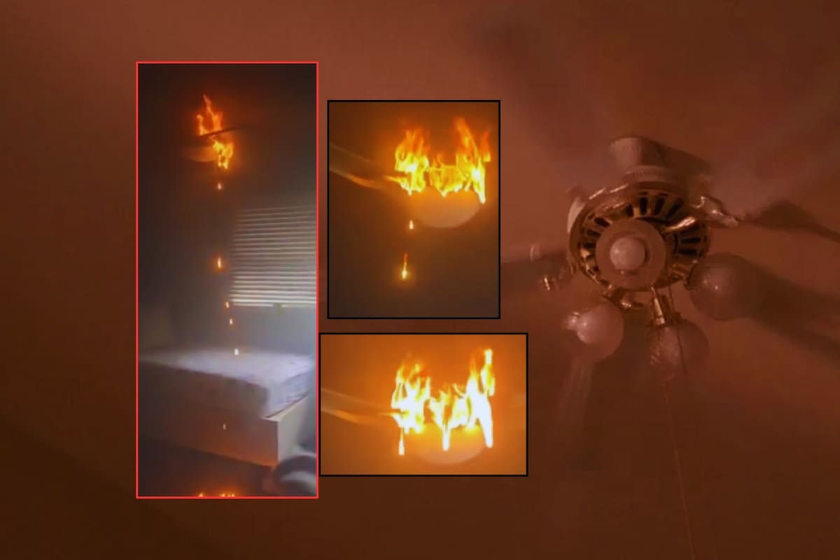 VIDEO: Captan momento en que un ventilador de techo en movimiento se incendia y dispara fuego en una casa de Nueva Jersey; propietario asegura que su vida cambió
