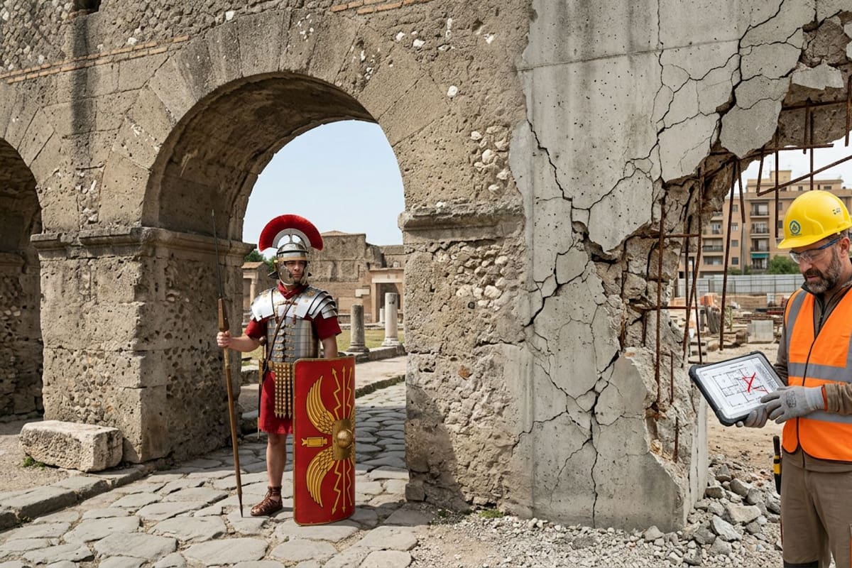 El concreto romano sellaba sus propias grietas de forma automática hace más de 2,000 años gracias a una mezcla con cal viva y ceniza volcánica que hoy explica por qué sus puertos, cúpulas y caminos siguen en pie mientras muchas obras modernas se degradan en décadas