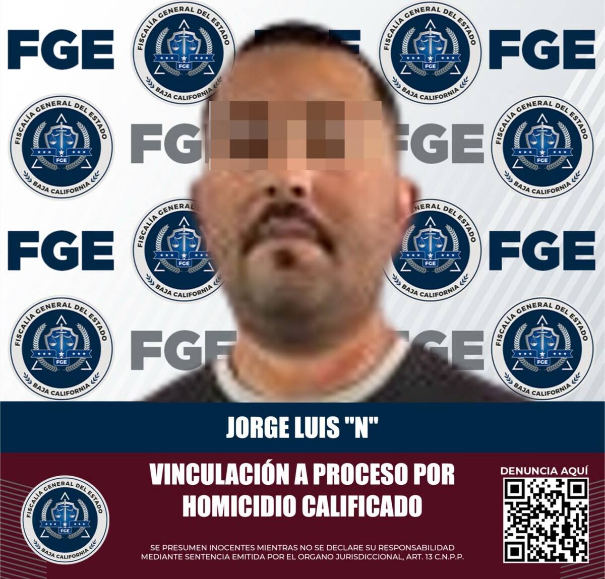 Jorge Luis “N”, alias "El Gallina" fue vinculado por el delito de homicidio calificado con ventaja, derivado de hechos ocurridos el 20 de enero de 2019.
