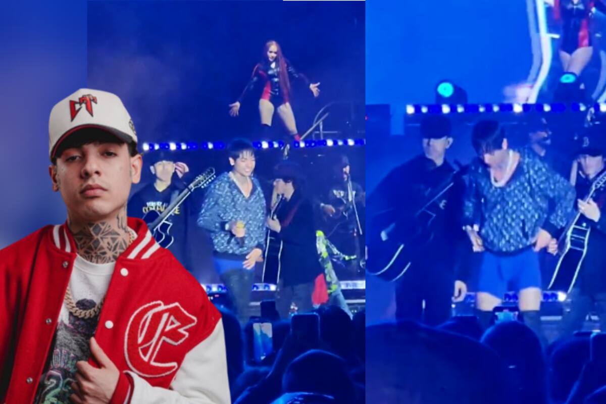 VIDEO: se le caen los pantalones a Natanael Cano en pleno concierto; ¡casi se le ve TODO!