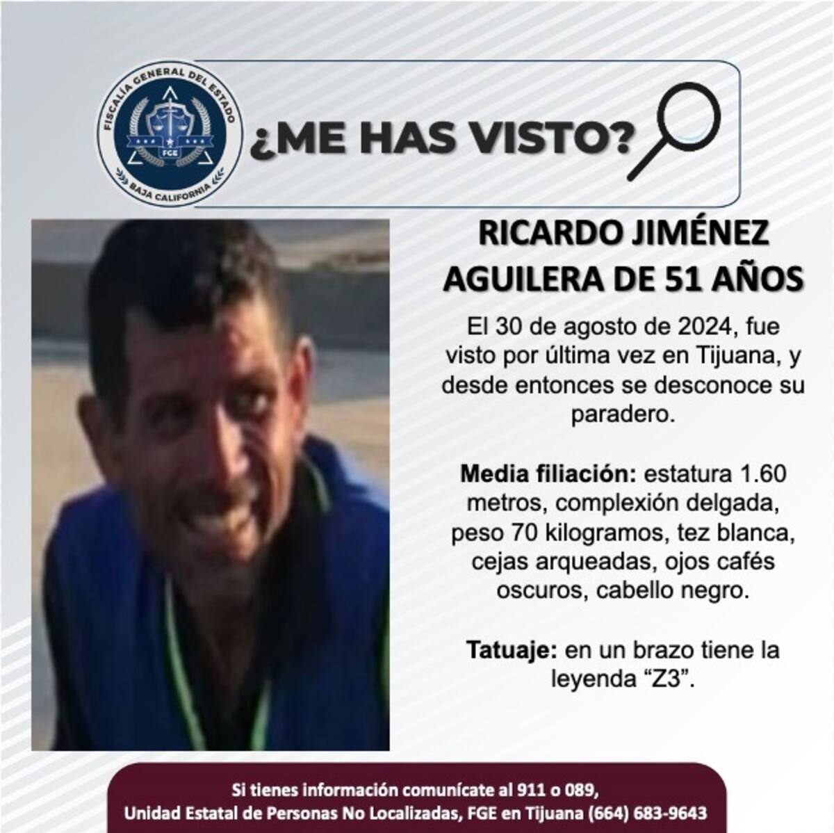 Ricardo Jiménez Aguilera fue visto por última vez el 30 de agosto de 2024.