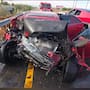Tractor, Cybertruck y otro vehículo chocan; uno termina en llamas en carretera de Imperial
