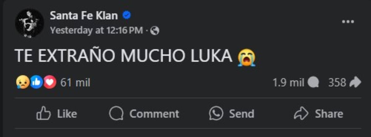 Santa Fe Klan extraña a su hijo