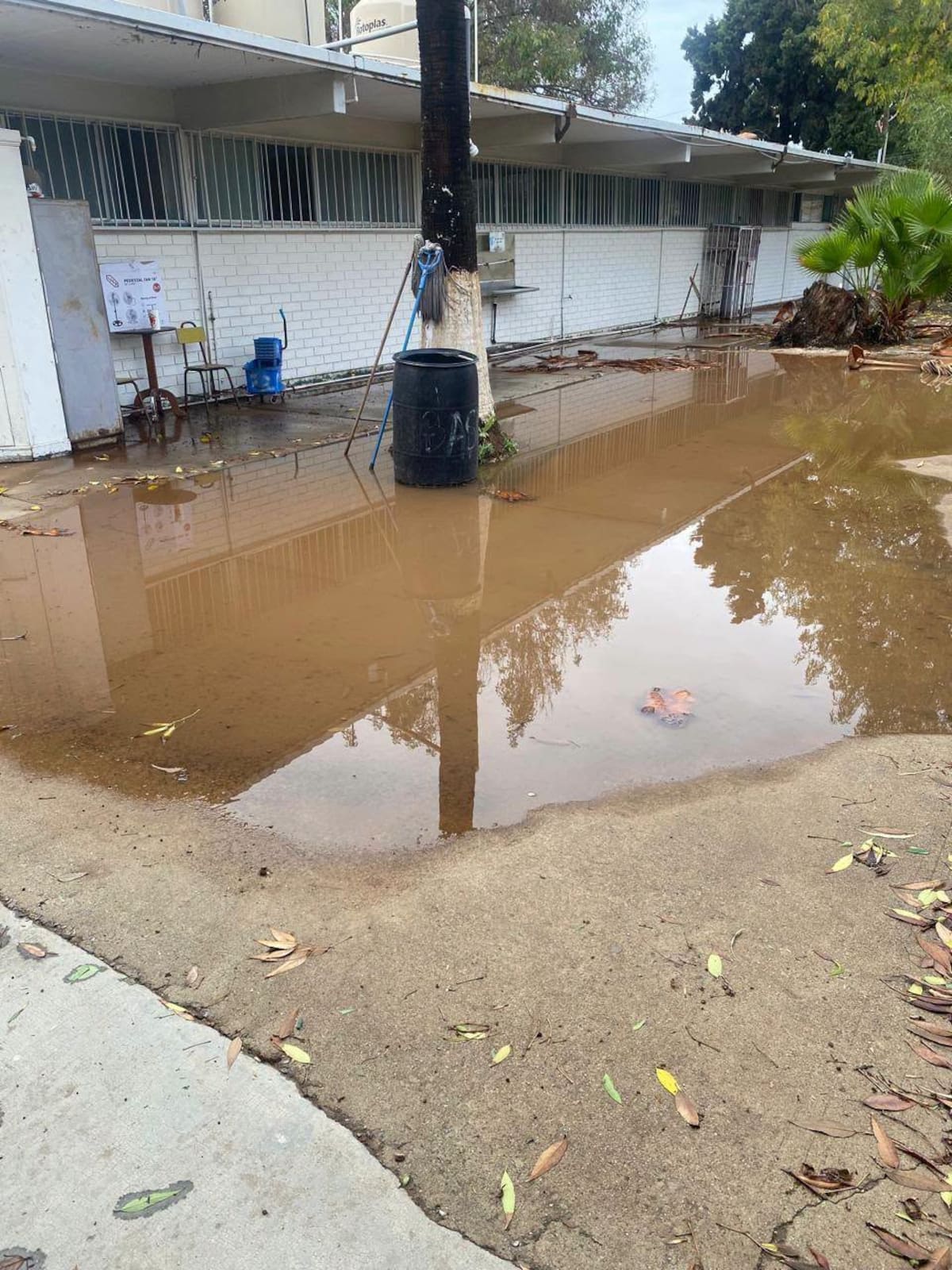La Secundaria Diurna 2 reportó inundaciones y daños en sus instalaciones tras el paso de la tormenta Rachel. Foto: Cortesía