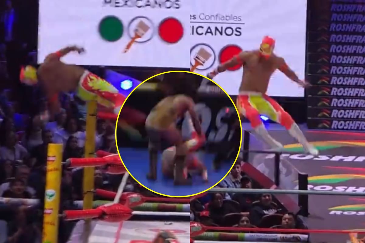 VIDEO: Neón, luchador mexicano, sufre espantosa caída en el intento de una maniobra