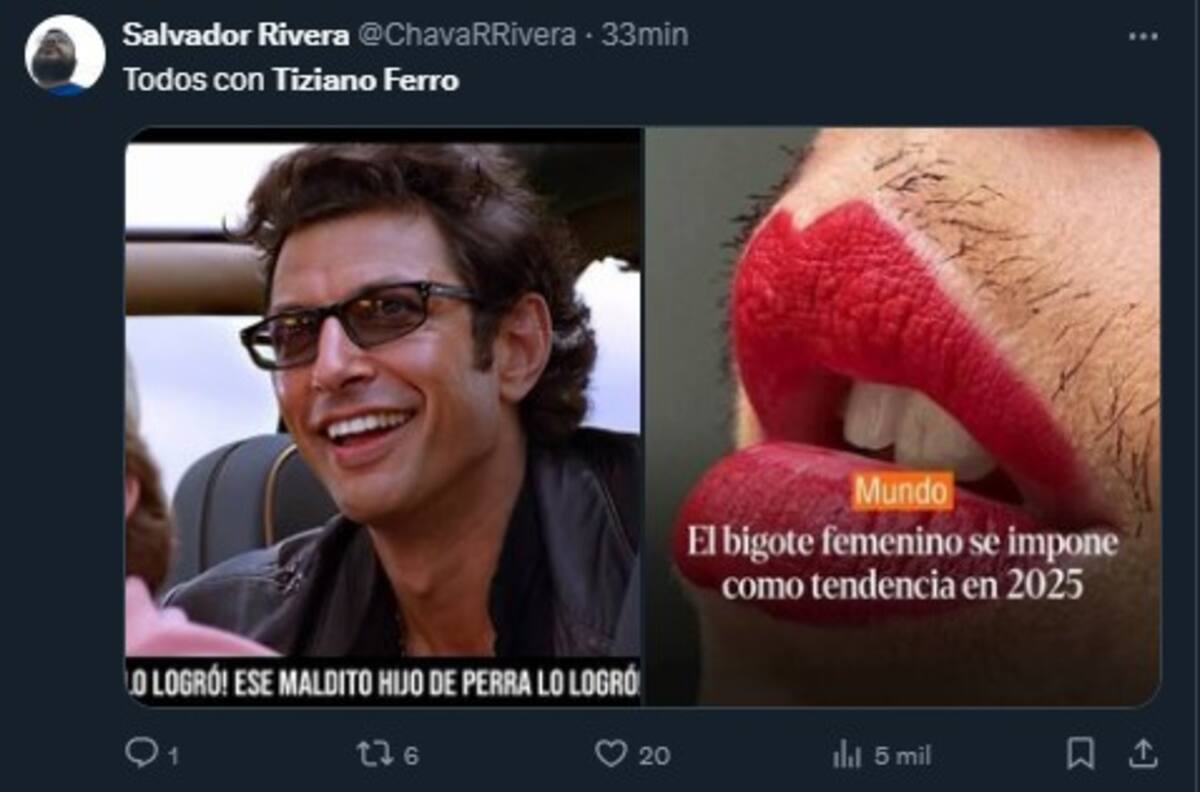 Tiziano Ferro se vuelve tendencia de la presunta moda del bigote femenino