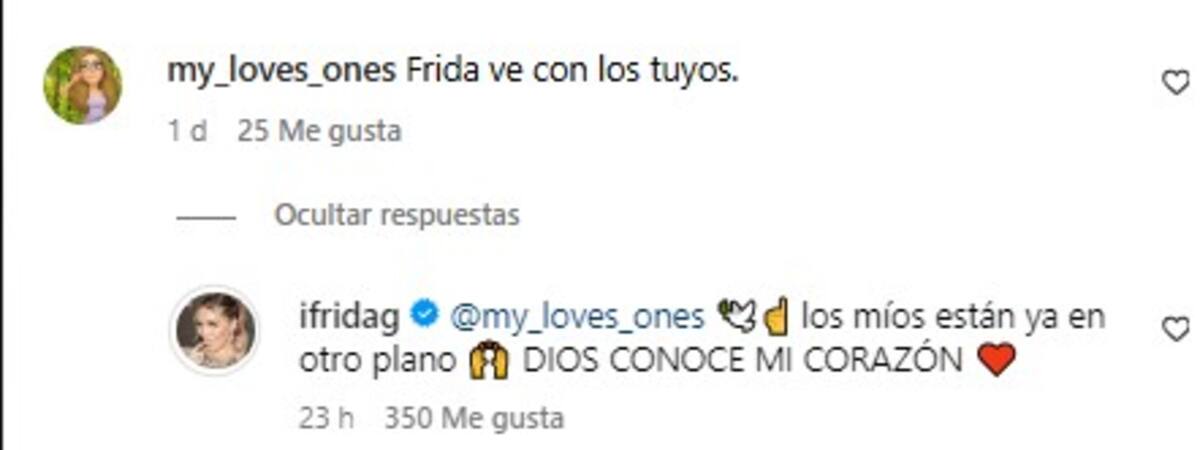 Frida Sofía descarta una reconciliación / Instagram: @ifridag