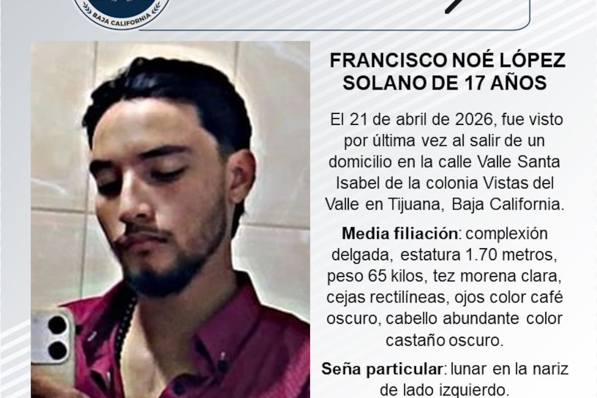 Se busca a Francisco Noé López Solano de 17 años