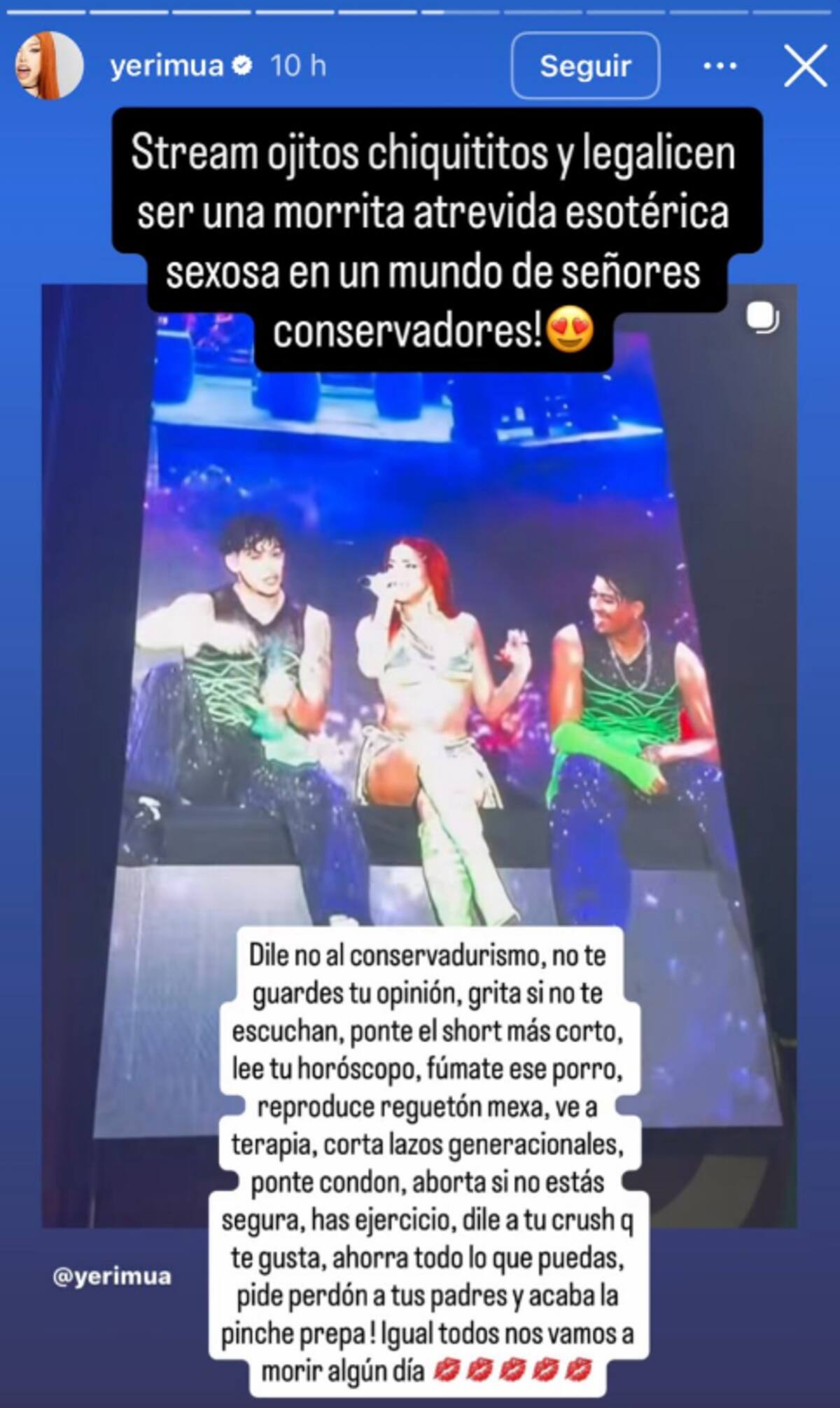 Yeri Mua responde a las críticas tras fumar presuntamente marihuana frente al público durante su show en el Carnaval de Veracruz | captura de pantalla