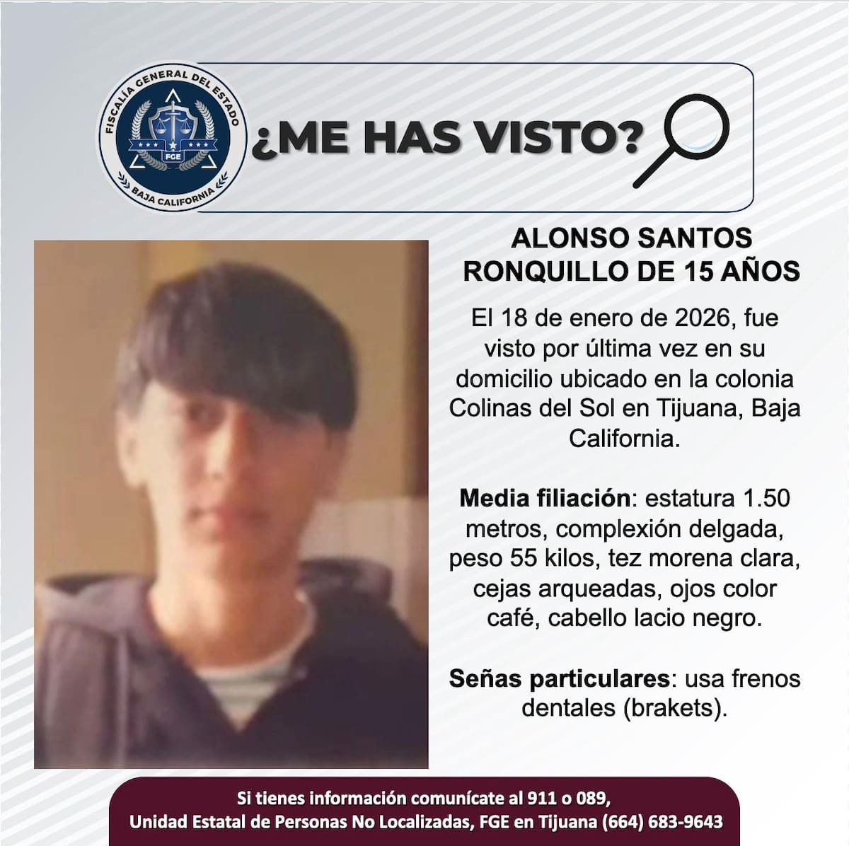 Fue visto por última vez el 18 de enero de 2026.