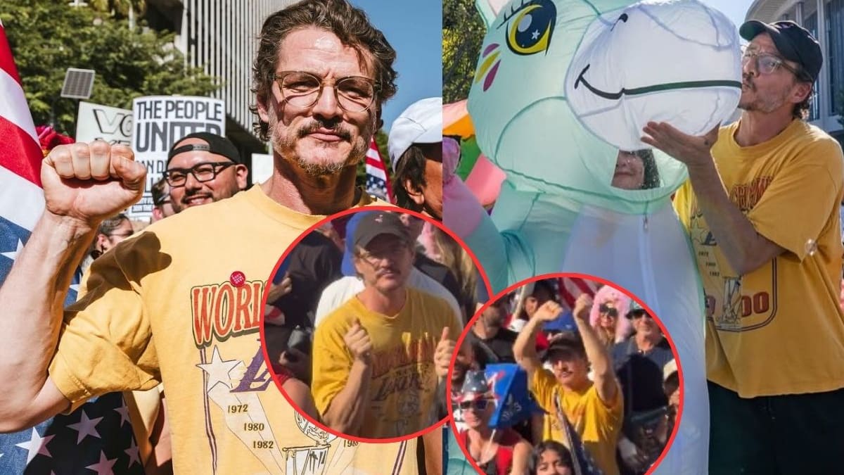 Pedro Pascal se vuelve viral por bailar al ritmo de “La del moño colorado” durante protesta contra ICE en Los Ángeles