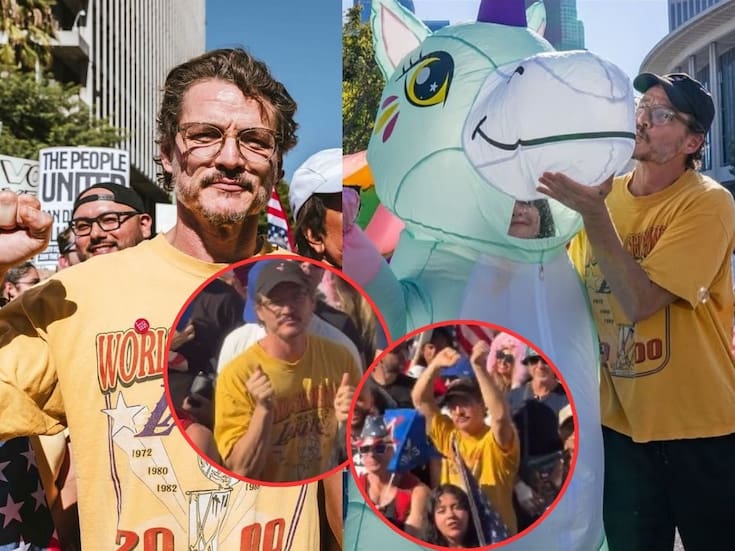 Pedro Pascal se vuelve viral por bailar al ritmo de “La del moño colorado” durante protesta contra ICE en Los Ángeles