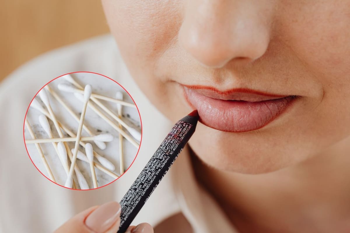 Cómo perfilar los labios sin errores usando un bastoncillo