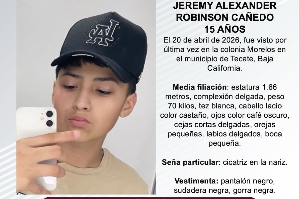 Se busca a Jeremy Alexander Robinson Cañedo de 15 años