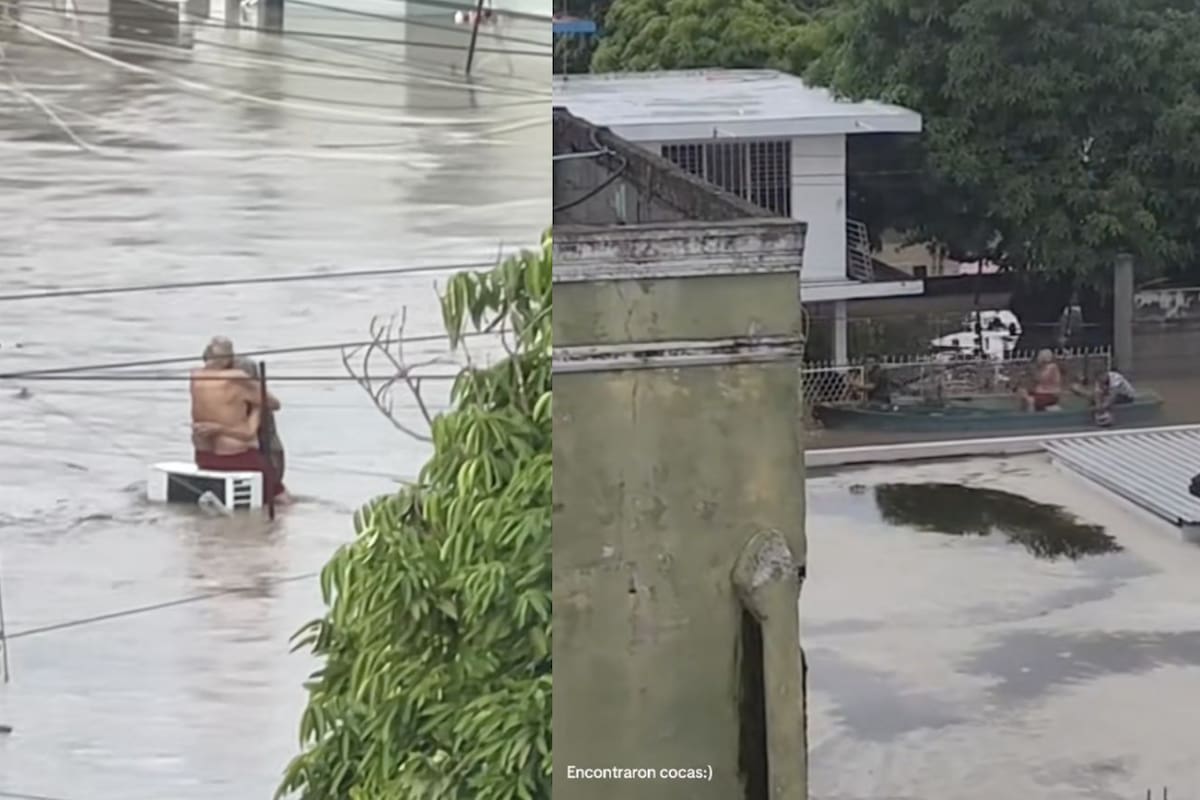 VIDEO: Abuelitos son rescatados tras permanecer abrazados sobre el techo de su casa inundada en Veracruz