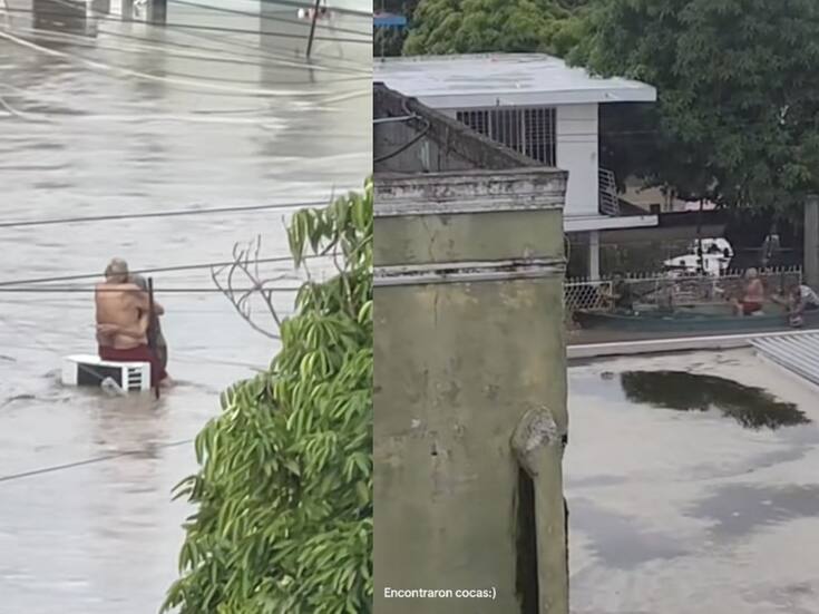 VIDEO: Abuelitos son rescatados tras permanecer abrazados sobre el techo de su casa inundada en Veracruz