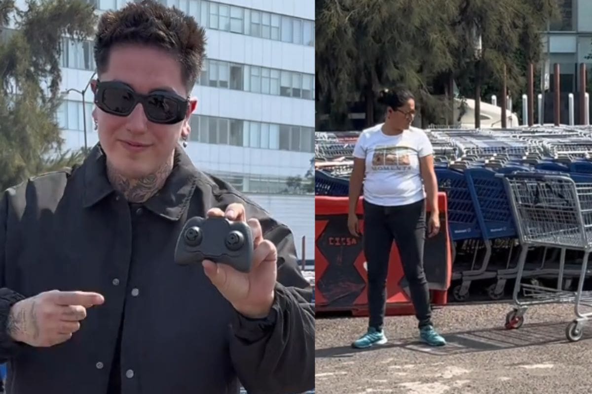 Influencer crea un carrito de supermercado con control remoto para captar la reacción de la gente