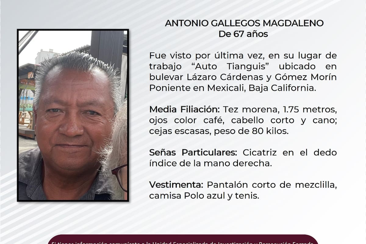 Se solicita ayuda para localizar a Antonio Gallegos Magdaleno