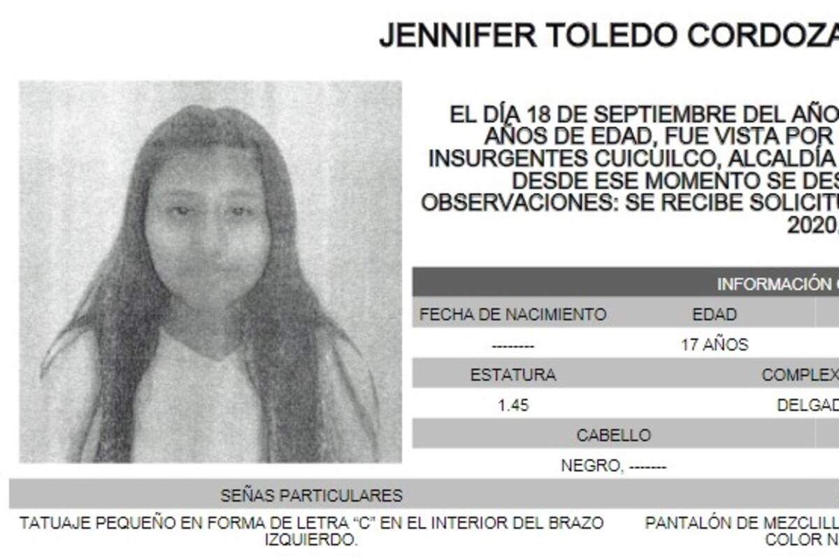Adolescente, de 17 años de edad, es buscada por autoridades de la CDMX