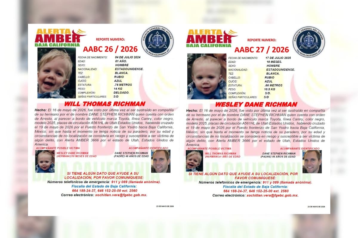 Activan alerta AMBER por Wesley Dane y Will Thomas Richman de 10 meses y 1 año de edad
