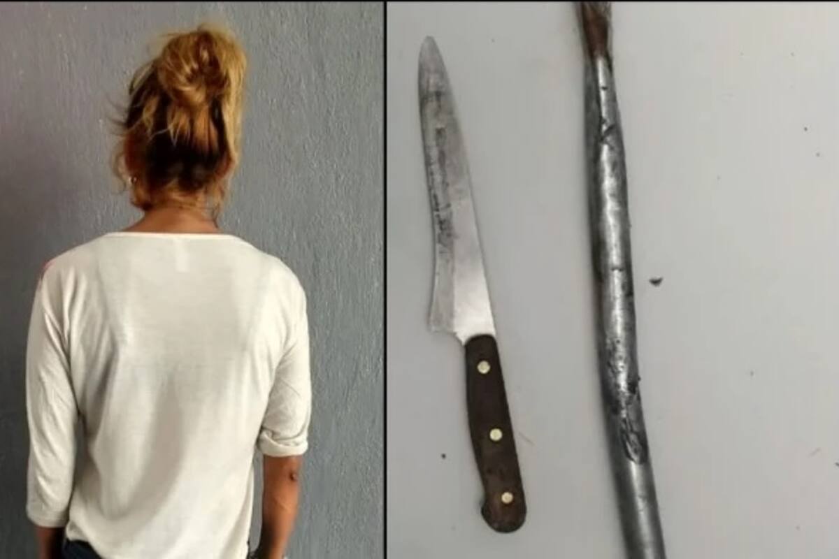 Detienen a mujer mientras perseguía a su marido con un cuchillo