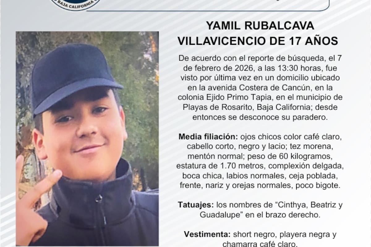 Se busca a Yamil Rubalcava Villavicencio, de 17 años de edad