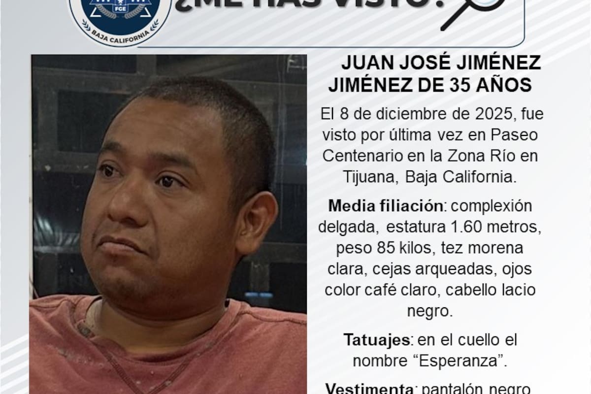 Se busca a Juan José Jiménez Jiménez de 35 años de edad