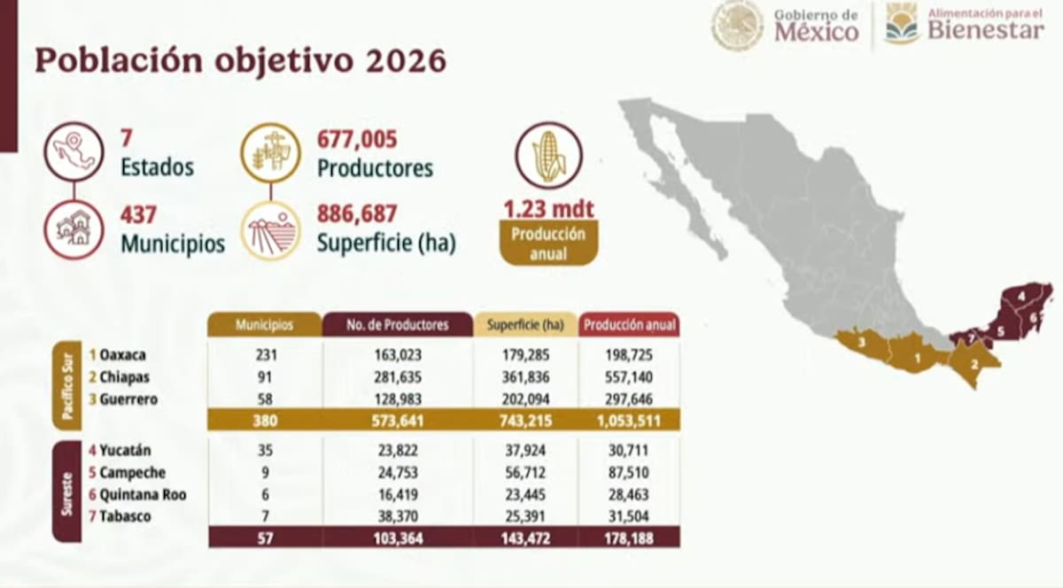 El Gobierno de México presentó el Plan Nacional del Maíz Nativo “El Maíz es la Raíz”, un programa que apoyará a más de un millón de productores con fertilizantes, maquinaria colectiva y acompañamiento técnico.