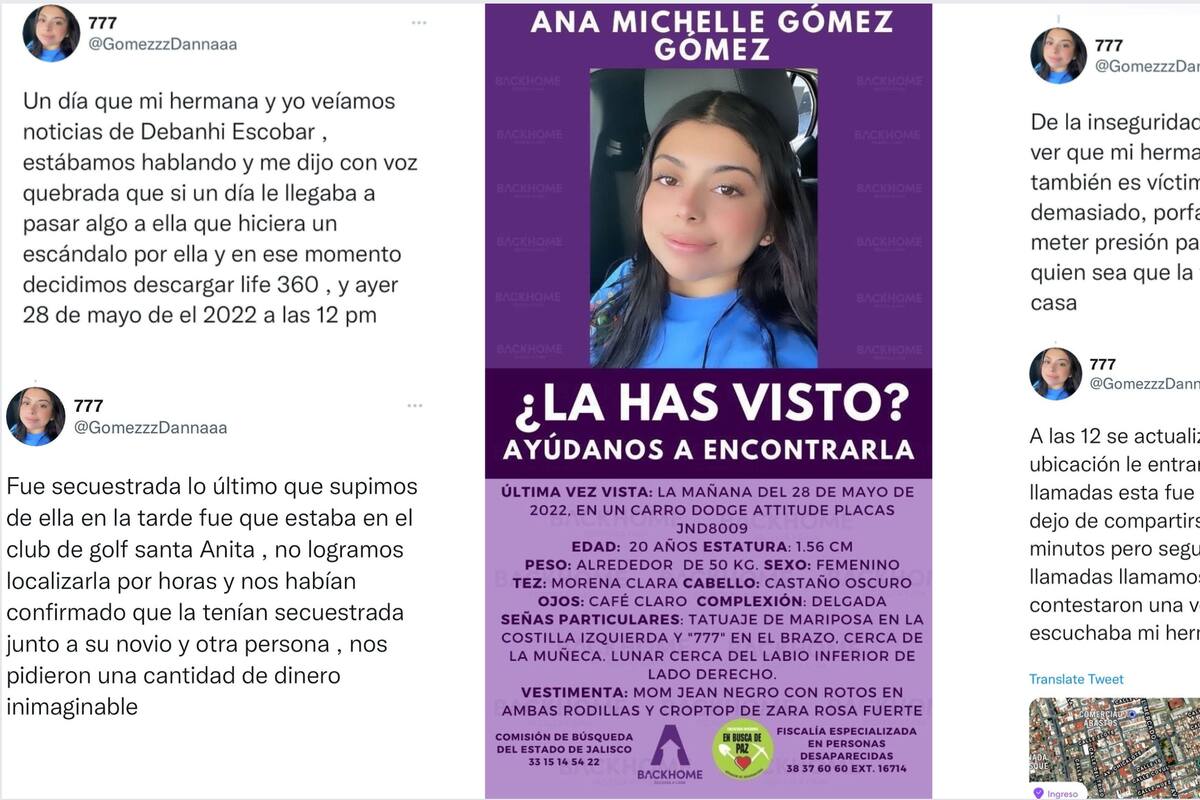 Desaparecen a Ana Michelle Gómez en Guadalajara; su hermana Danna Gómez recuerda que su hermana le pidió armar un escándalo si la desaparecieran