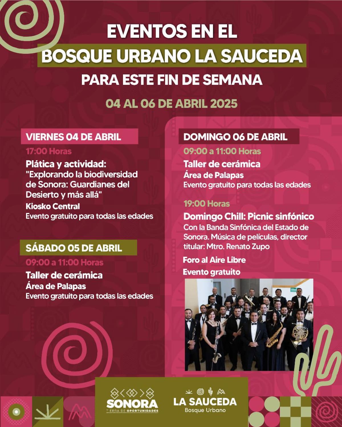 Eventos en Bosque Urbano La Sauceda del 04 al 06 de abril. Foto: Facebook Gobierno del Estado de Sonora