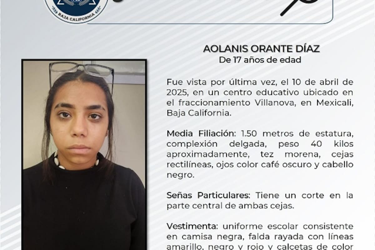 Familiares buscan a Aolanis Orantes Díaz