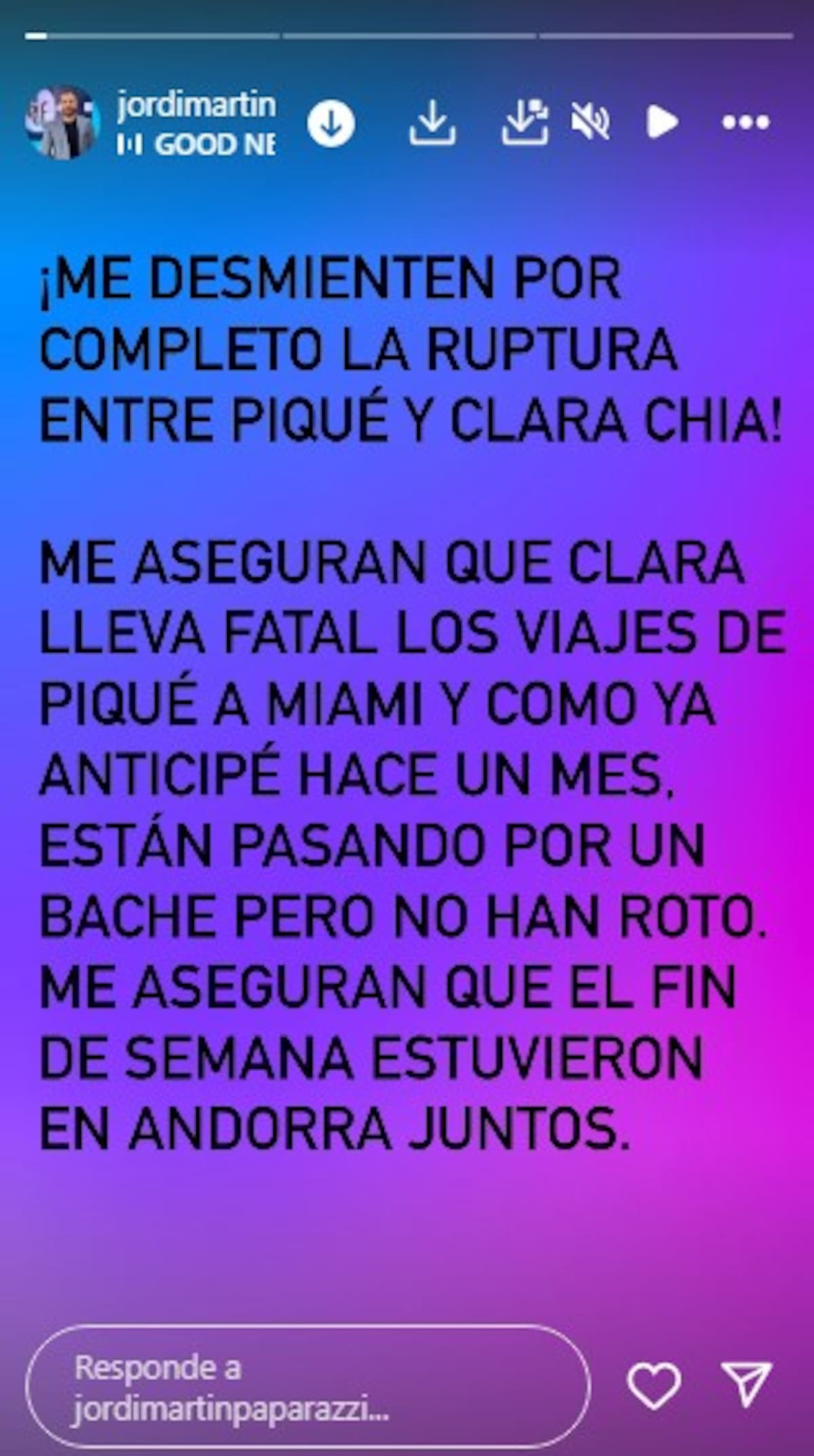 Jordi Martín desmiente ruptura de Piqué y Clara Chía / Instagram @jordimartinpaparazzi