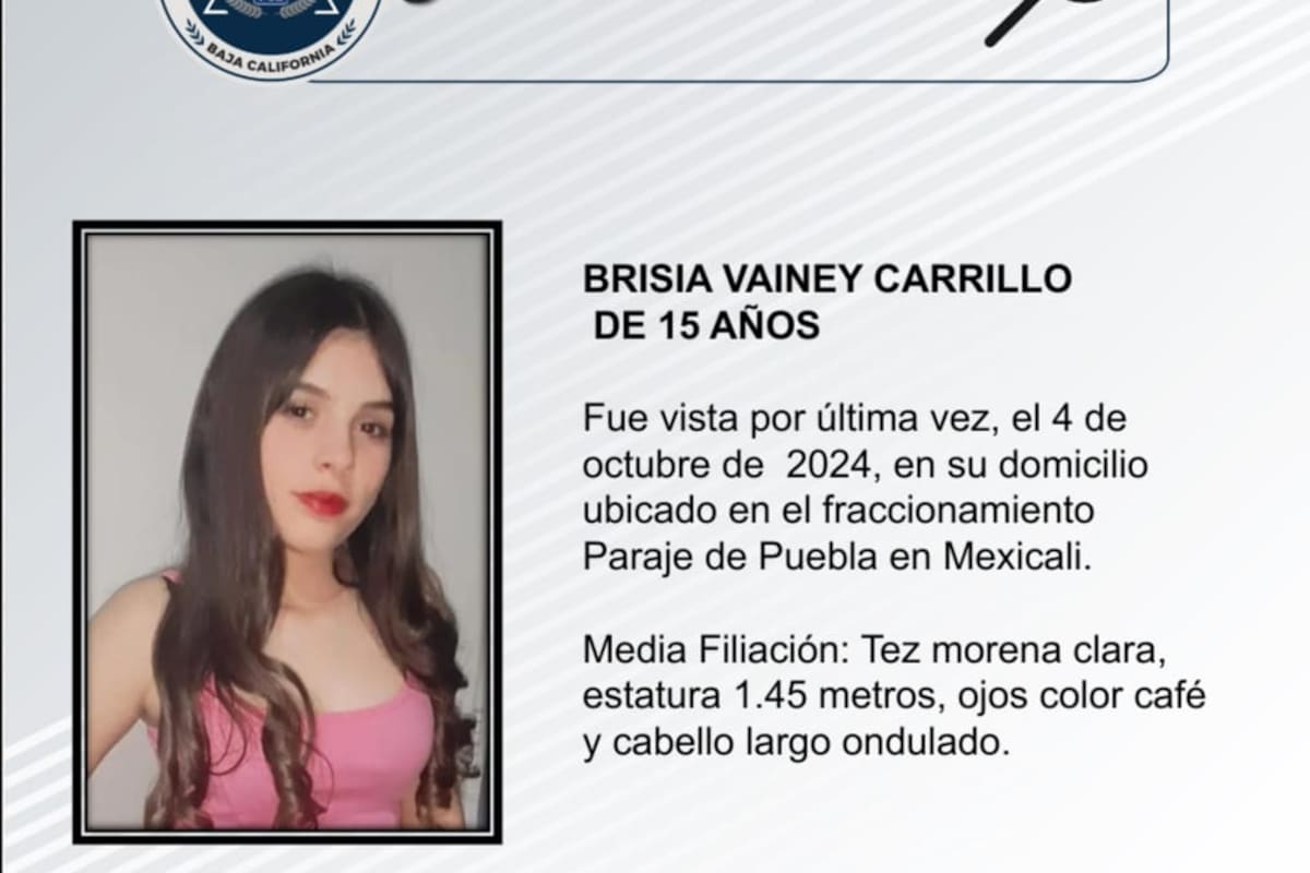 Se solicita ayuda para localizar a Brisia Vainey Carrillo Domínguez