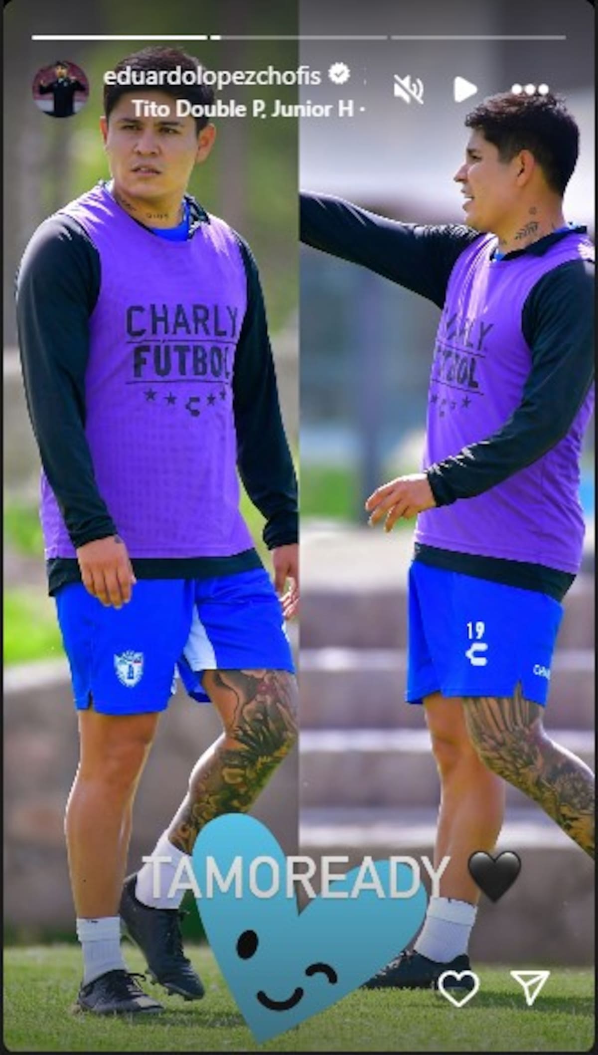 Javier Eduardo López compartió en sus historias de Instagram que está de vuelta en los entrenamientos del Pachuca.