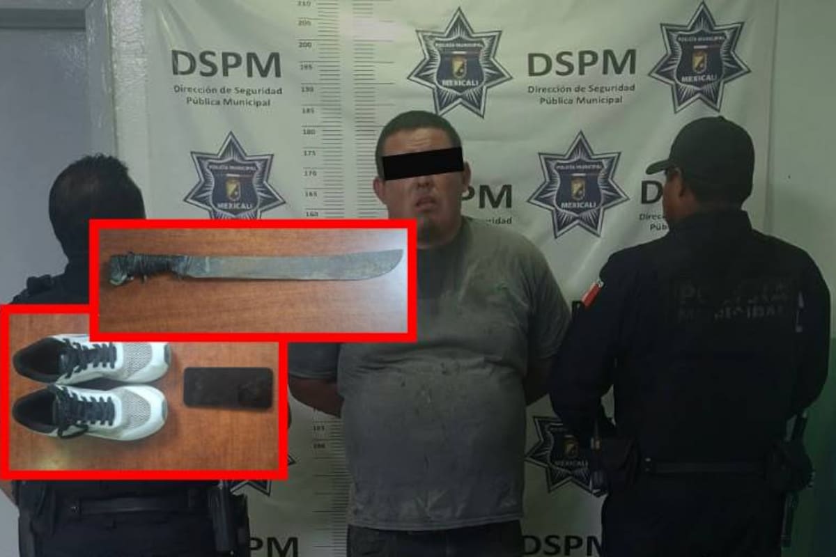 Tras asaltar a un peatón con un machete, chocan y uno de los sospechosos escapa