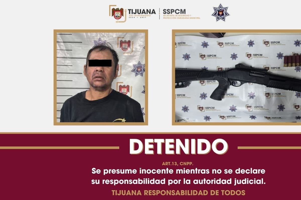 Detienen a hombre por portación de escopeta en colonia Libertad de Tijuana