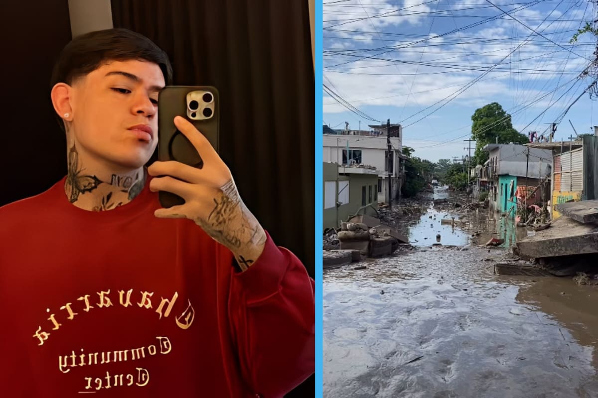 Junior H ayuda a damnificados tras inundaciones en Veracruz