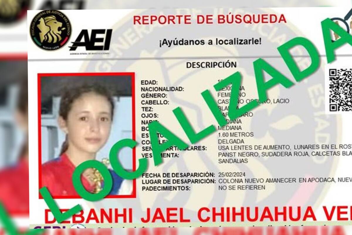 Encuentran a adolescente desaparecida en Apodaca, Nuevo León