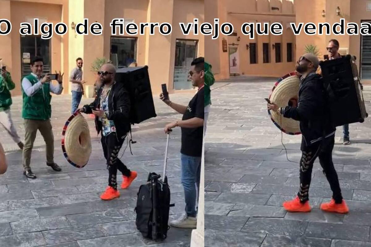 Aficionado mexicano pone audio con bocina gigante de "se compran colchones, tambores…" en Qatar (VIDEO)