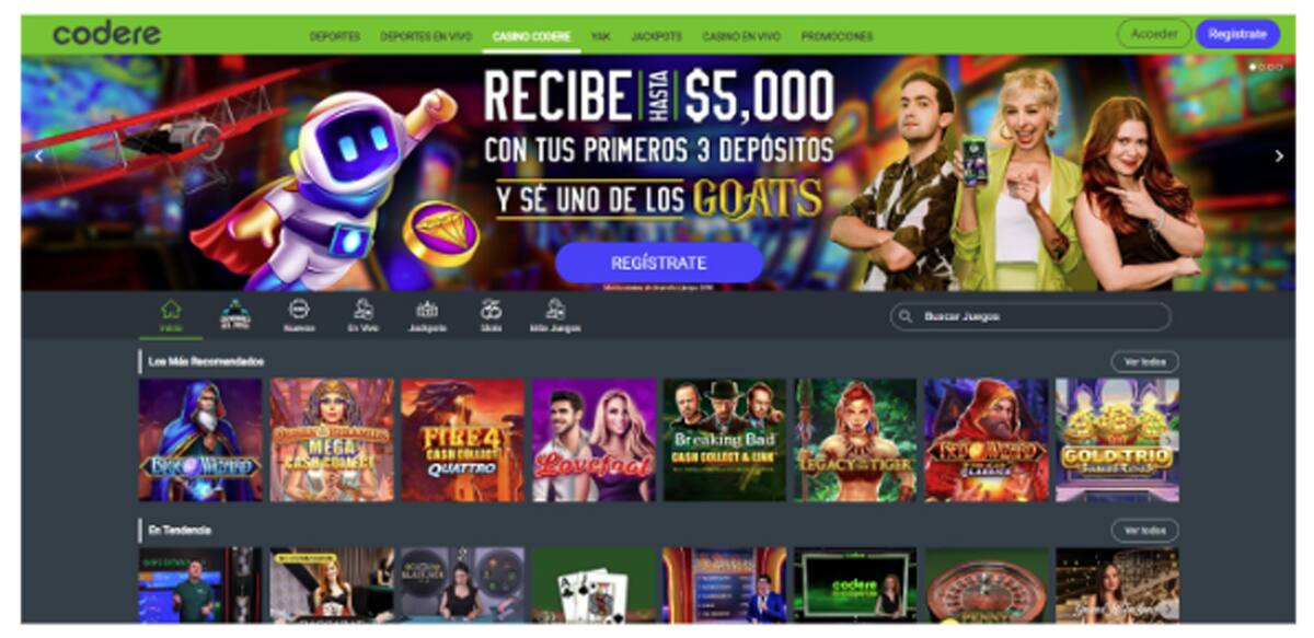 Página de inicio de Codere Casino