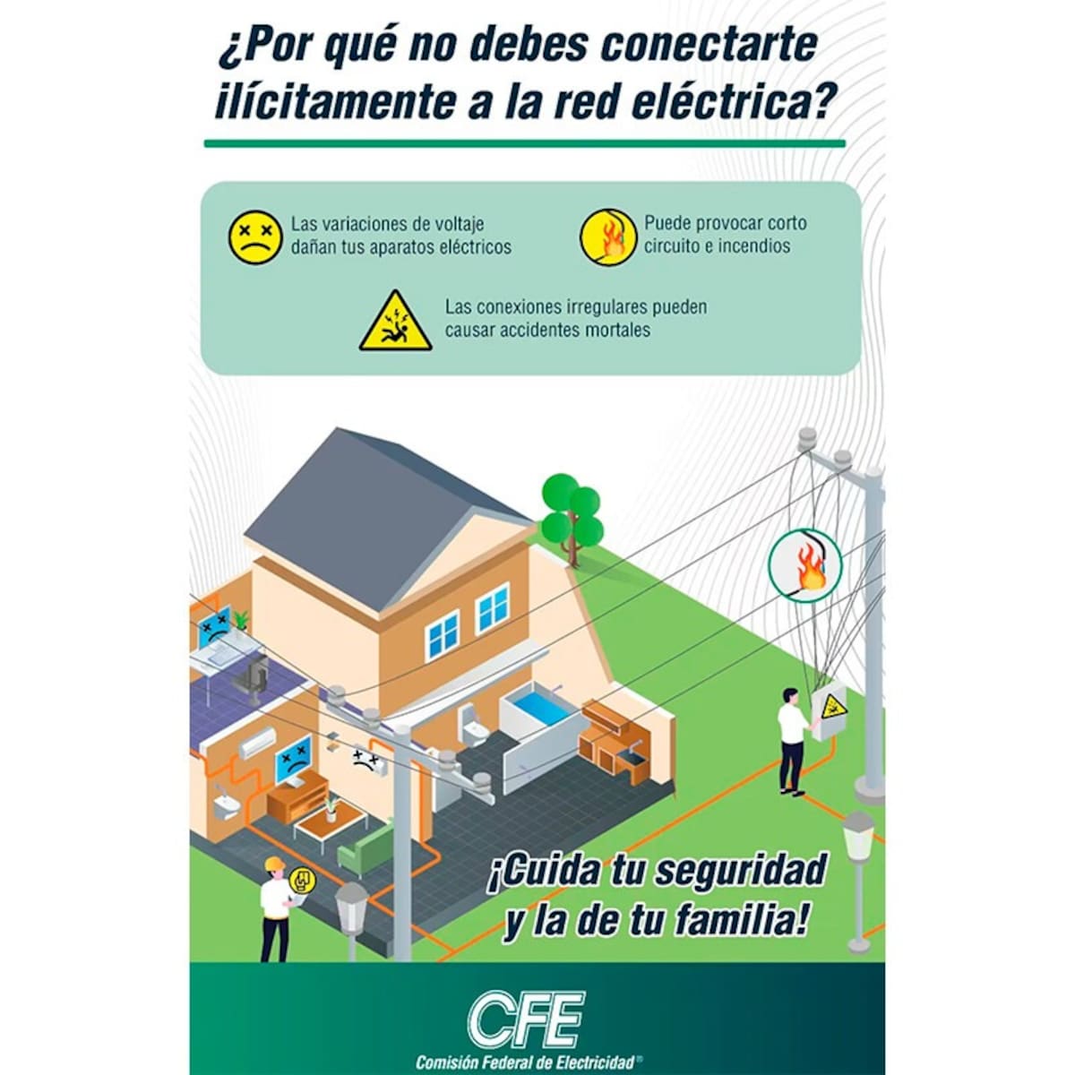 Advertencia emitida por CFE ante el aumento de uso de "diablitos" para robar electricidad