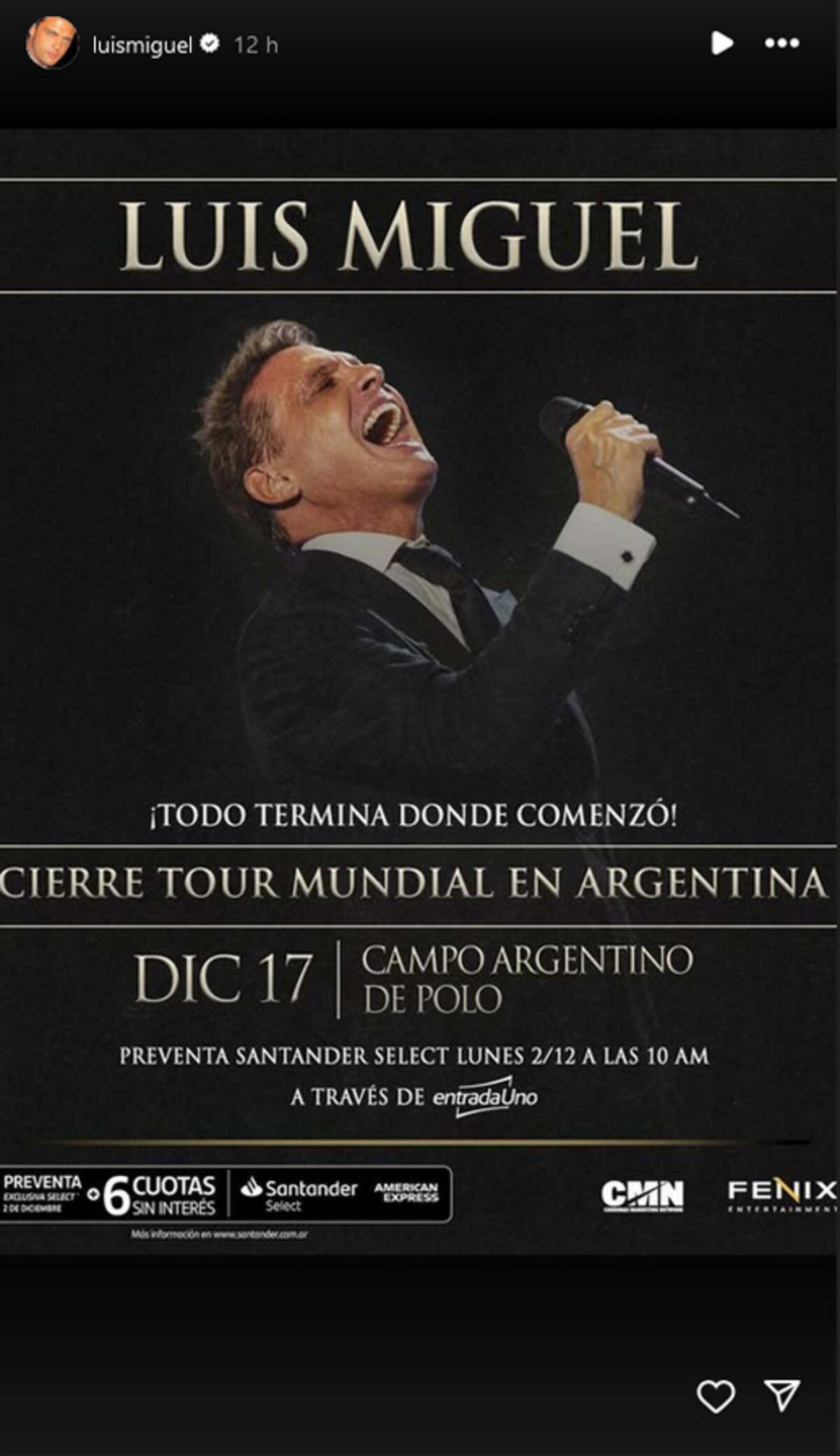 “¡Todo termina donde comenzó!”, se lee en el póster que revela que la última presentación de la gira mundial de Luis Miguel.