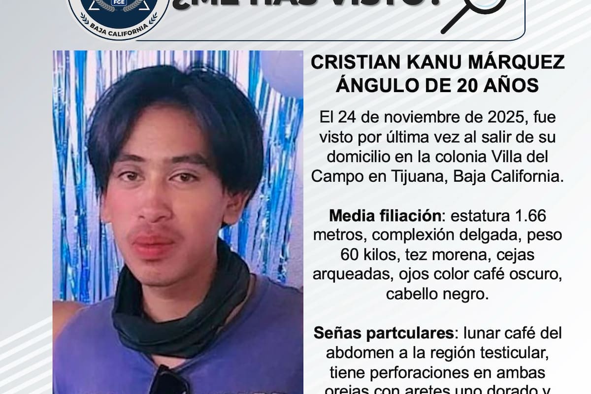 Se busca a Cristian Kanu Márquez Ángulo de 20 años de edad