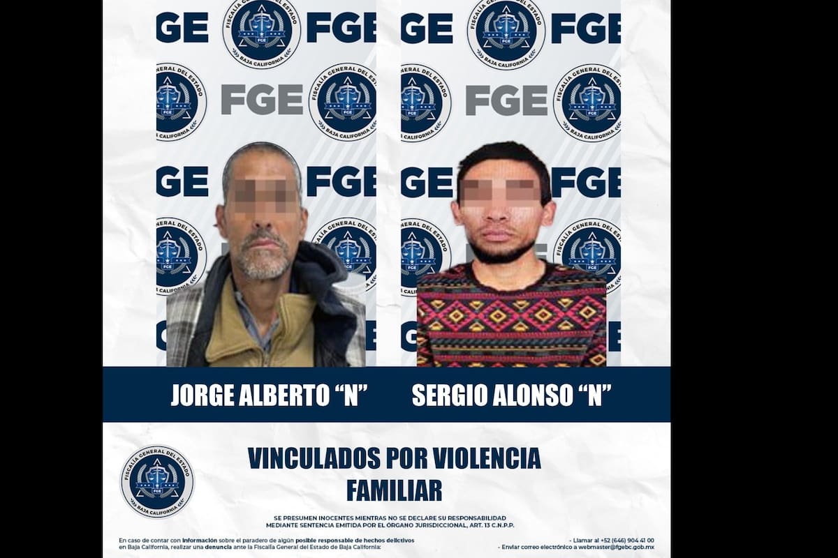 Prisión preventiva para dos hombres imputados por violencia familiar en Mexicali