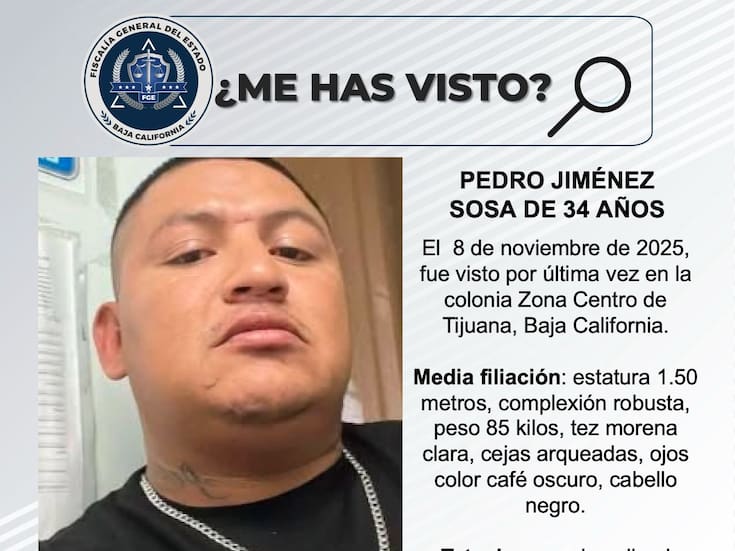 Se busca a Pedro Jiménez Sosa de 34 años de edad