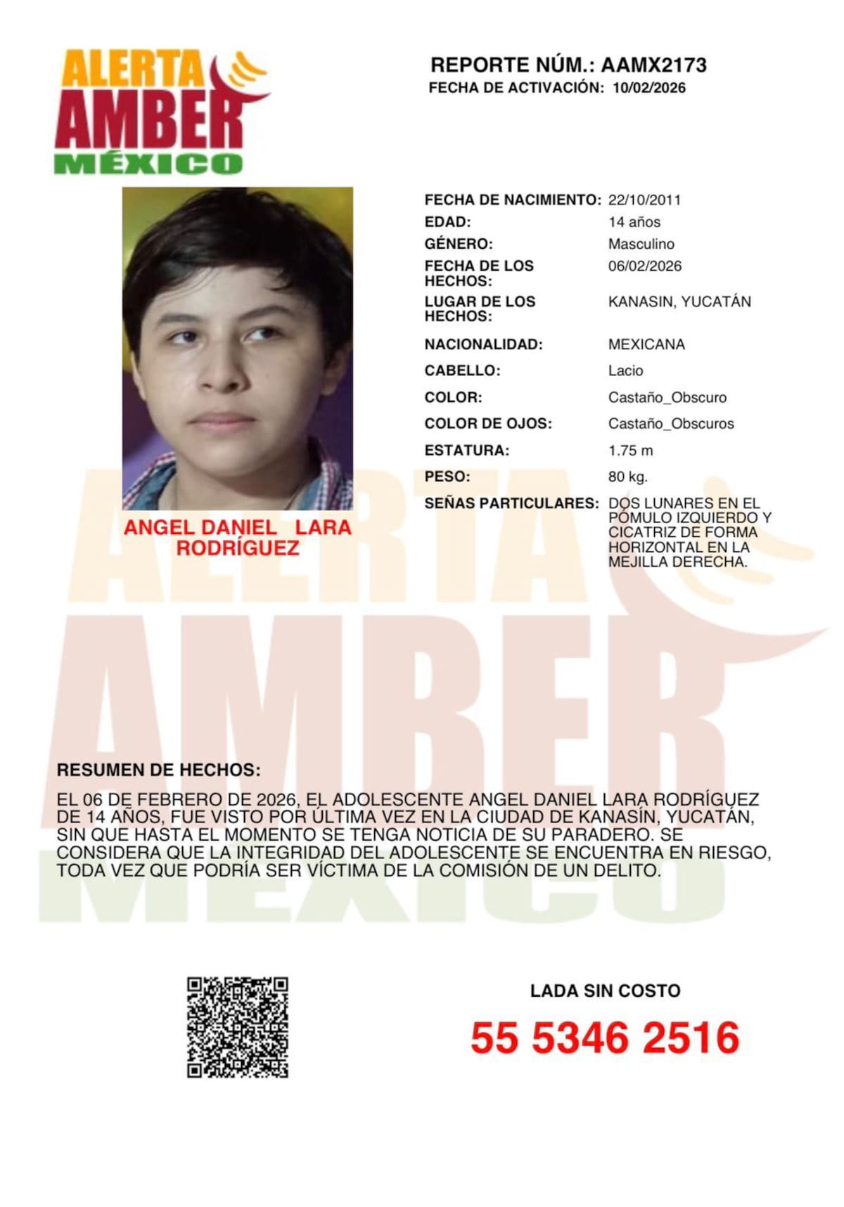 Fue visto por última vez el 6 de febrero de 2026.