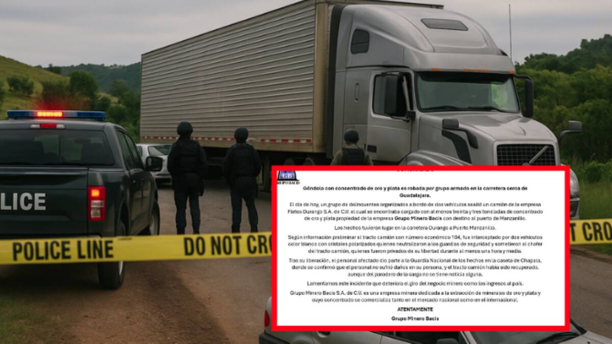 Comando armado desaparece 33 toneladas de oro y plata en asalto carretero rumbo a Manzanillo