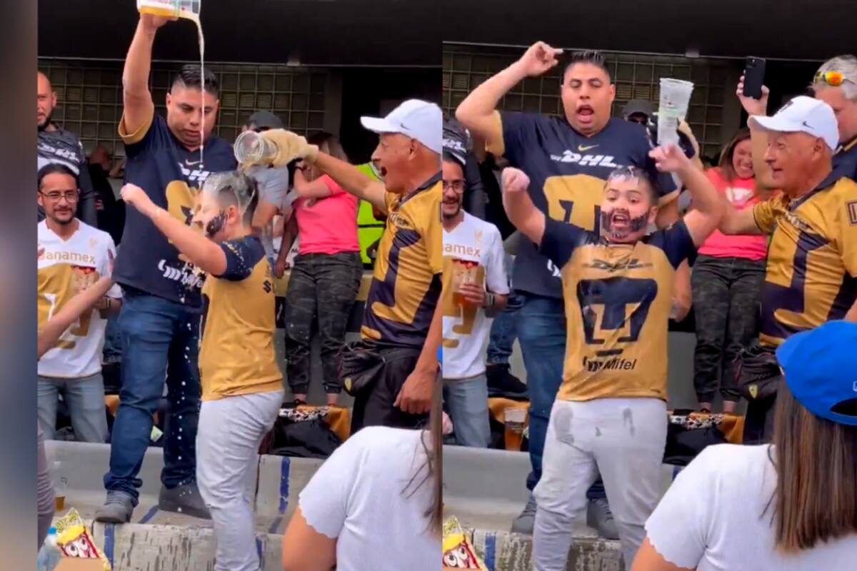 VIDEO: Fans de Pumas "bautizan" a niño con cerveza en partido